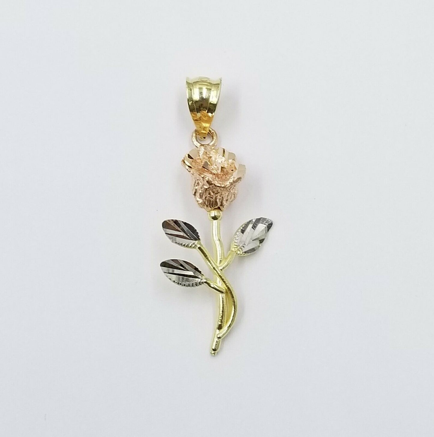 10k Yellow Gold Flower Charm Pendant Cuban Chain Necklace 3mm 16" 18" 20" Women