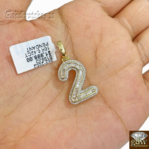 10k Gold Diamond Number Charm Pendant for men Women Initial Number Letter Real