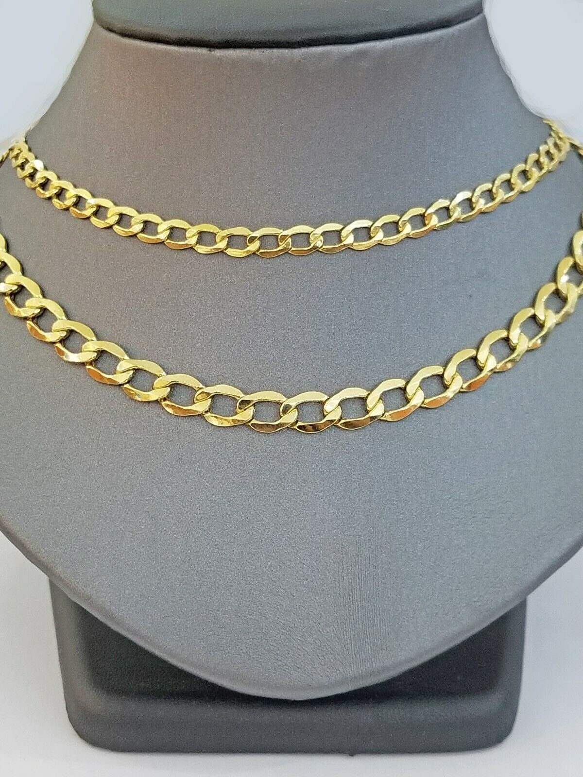 14k Gold Cuban Curve Link Chain Necklace Lobster Clasp Men Women Real