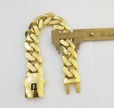 Real 10K Gold Royal Monaco Miami Cuban Link 8" Bracelet Box Lock 20mm Real Thick