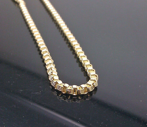 Solid 10k Yellow Gold Byzantine Chain Necklace Men 20 Inch 3-4mm Rope cuban