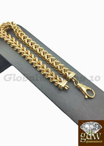 10k Gold Bracelet Men Franco Lobster Clasp 7mm Rope Cuban