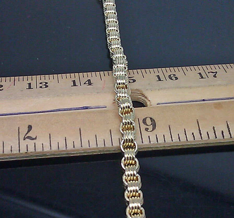 Real 10k Yellow Gold Byzantine Box Chain Necklace 26"Inches Men