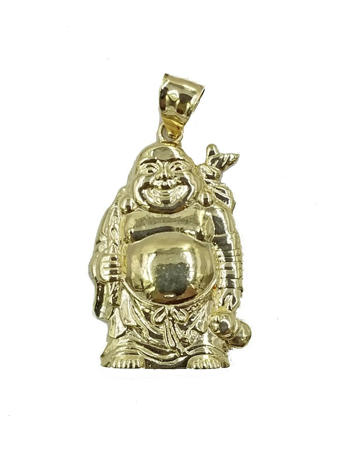 10k Gold 2.5mm Rope Chain Laughing Buddha Charm Pendant in18 20 22 24 26 28 Inch