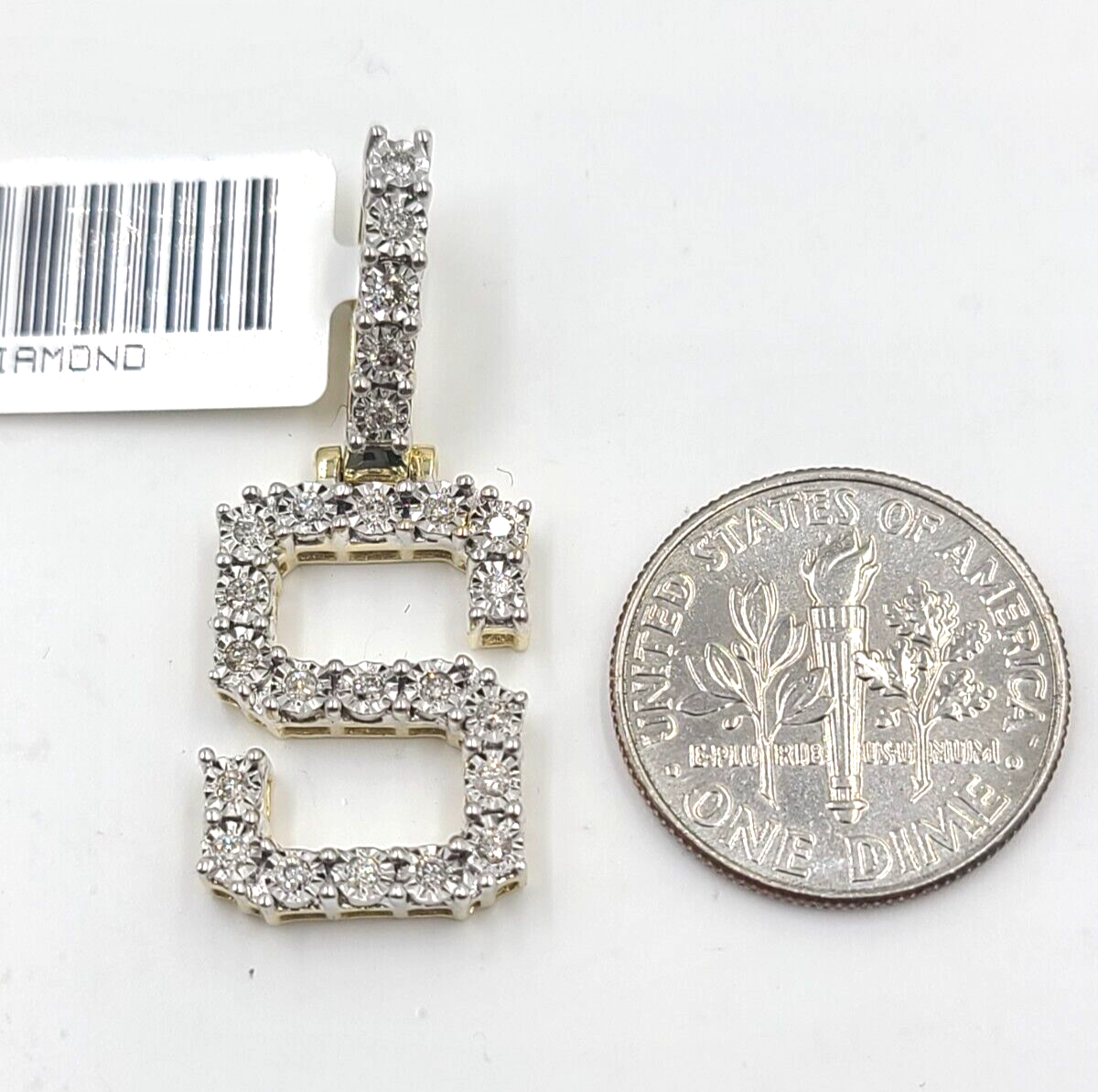 Real 10k Gold & Diamond Letter "S" Initial Alphabet Charm/Pendant 1.25".