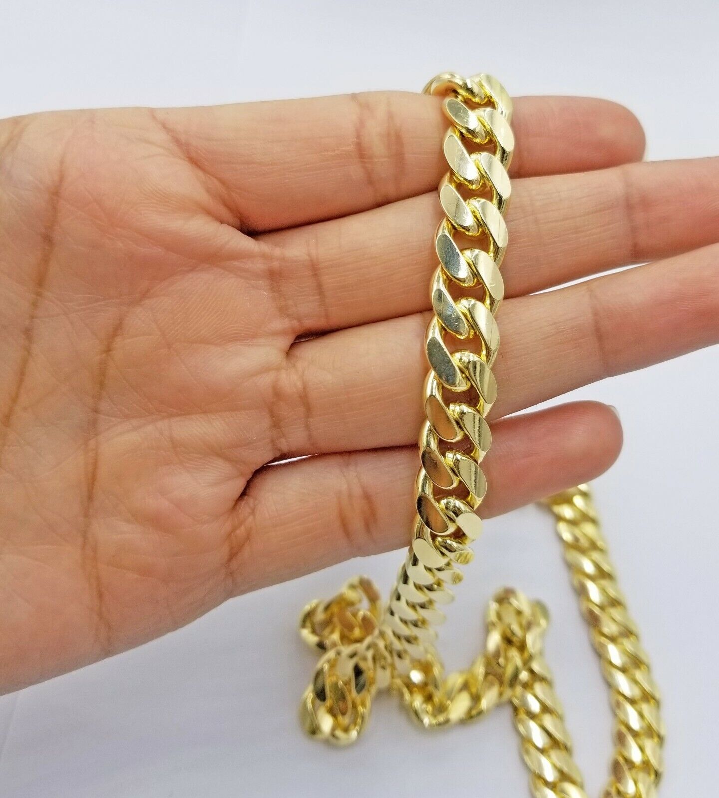 Real Solid Unisex 10k Yellow Gold Miami Cuban Chain 26" Inch Box lock Clasp 11mm