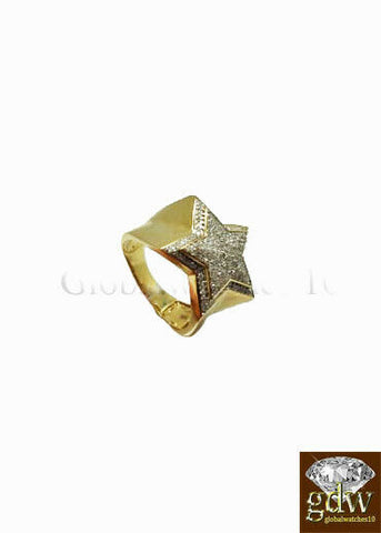 Real New 10k Yellow Gold Men's Star Shaped Casual Pinky Ring with Real Diamonds.