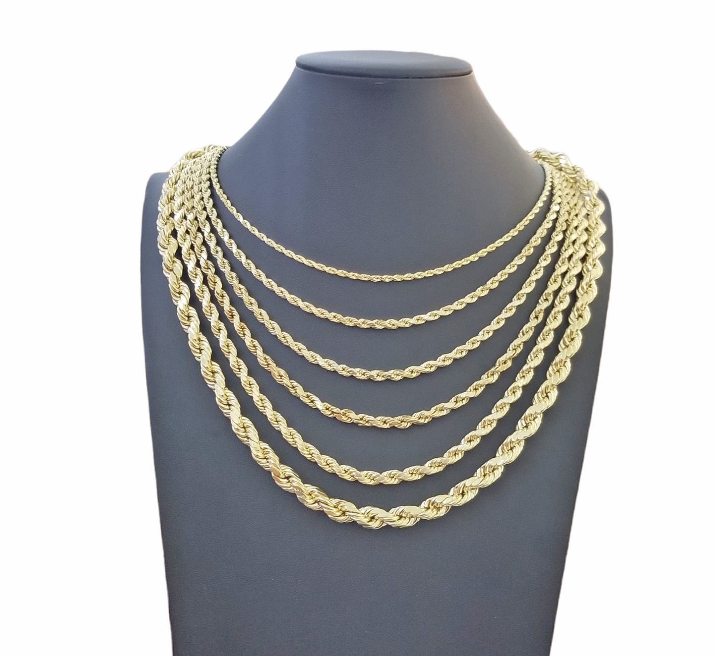 Real 10K Yellow Gold Rope Chain Necklace 26 Inch 3mm- 10mm Real 10k Men Women