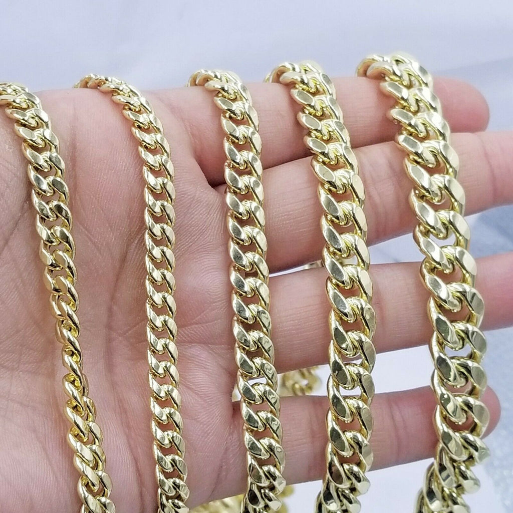 Real 10k Gold Chain 20"- 28" Miami Cuban link Necklace REAL 6mm-12mm REAL GOLD