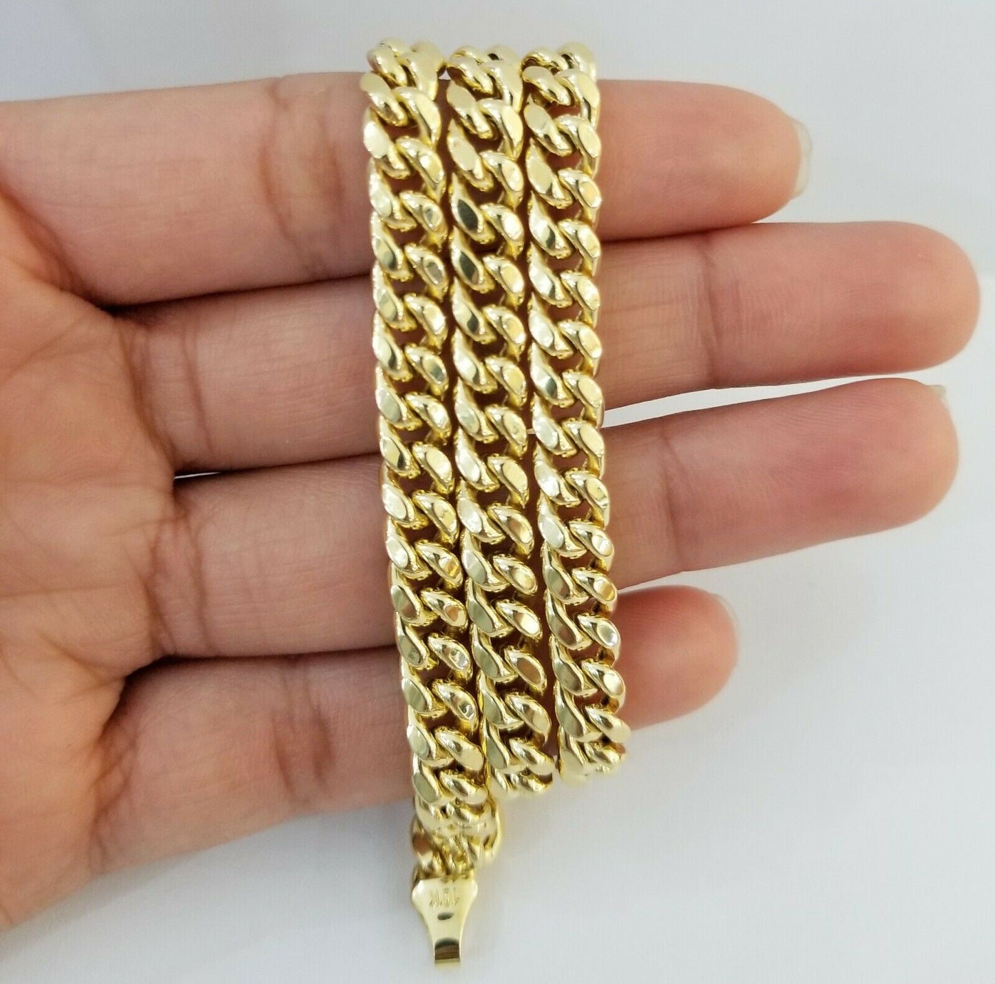 Real 10k Gold Miami Cuban Chain 7mm 28" Necklace,10kt Yellow Gold Lobster Lock