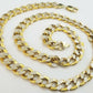 10K gold cuban curve link chain with diamond cut 11mm 26" gold necklace for men