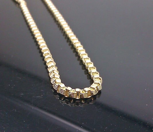 Real 10k Yellow Gold Byzantine Box Chain 24" Necklace 3.5MM 100% Authentic 10kt