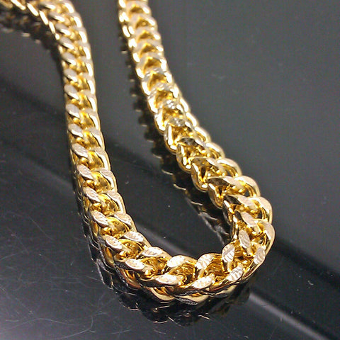 Real 10K Yellow Gold Franco Men's Chain Necklace 38 Inch 8 mm Rope Cuban Link