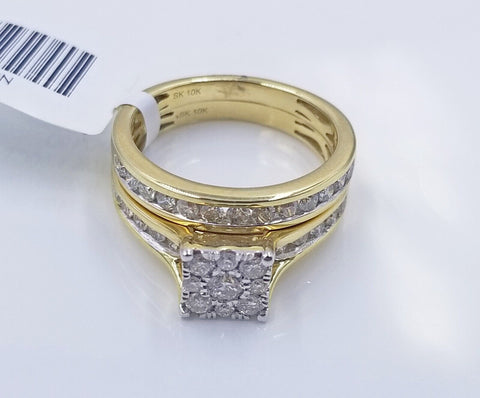 10k Yellow Gold Real Diamond Ring Her Wedding Engagement Band Women Sizable