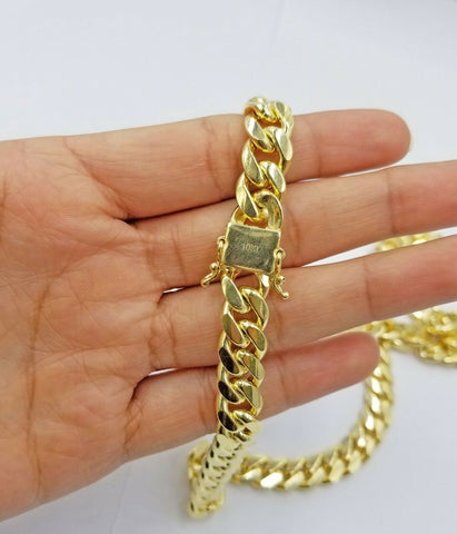 Real SOLID unisex 10k Yellow Gold Miami Cuban Chain 26 Inch Box lock Clasp 11 mm