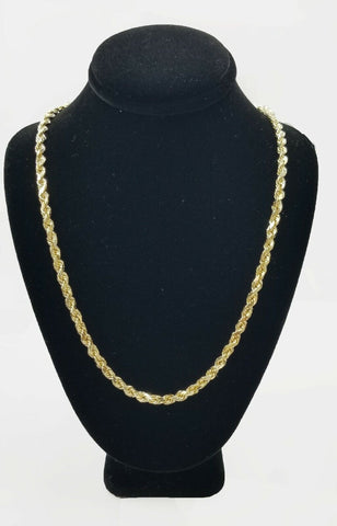 10k Real Gold Rope Chain For Women SOLID Diamond Cut 4mm 16 Inch Free Shipping