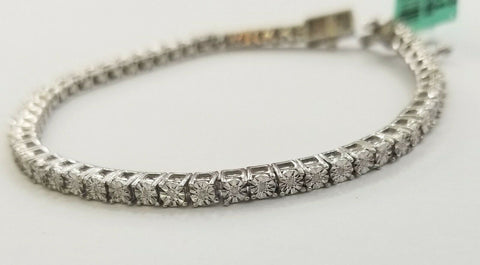 925 Sliver Bracelet with Real Diamond Women 7" tennis bracelet