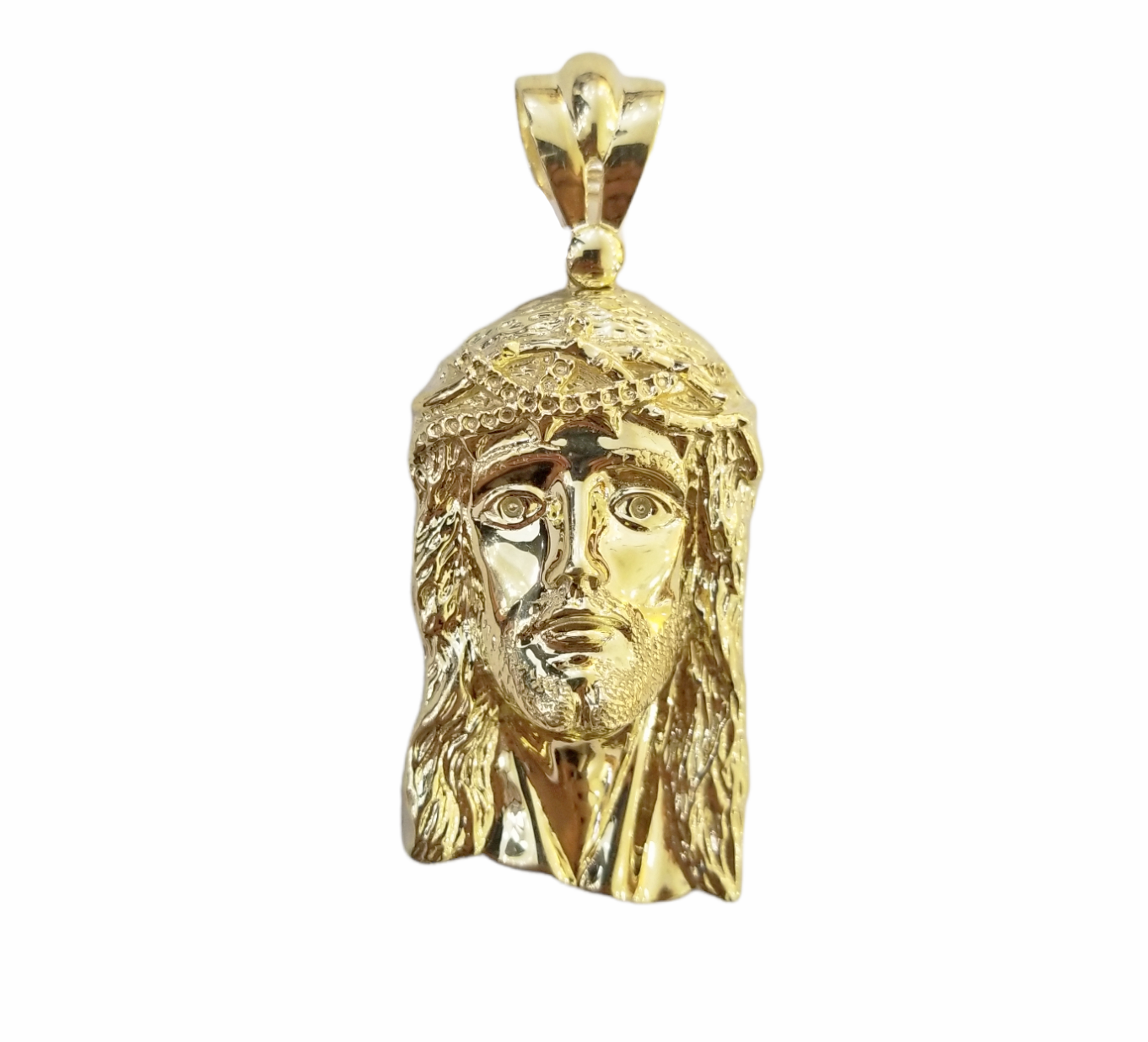 Real 10K Yellow Gold Jesus Head Pendent Charm 2" Inch 10kt