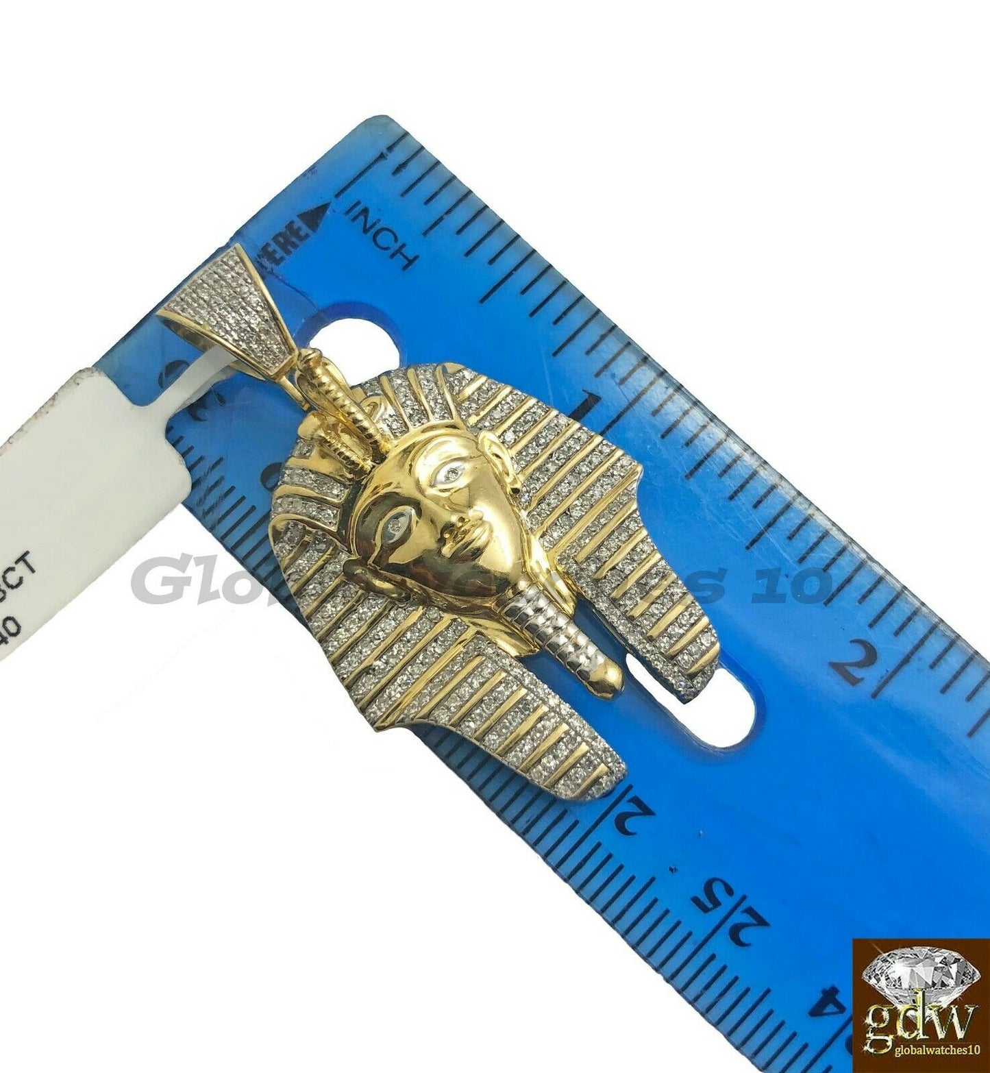 10k Gold Pendant for Men with Diamonds,Custom Design Pharaoh Head Pendant/Charm.