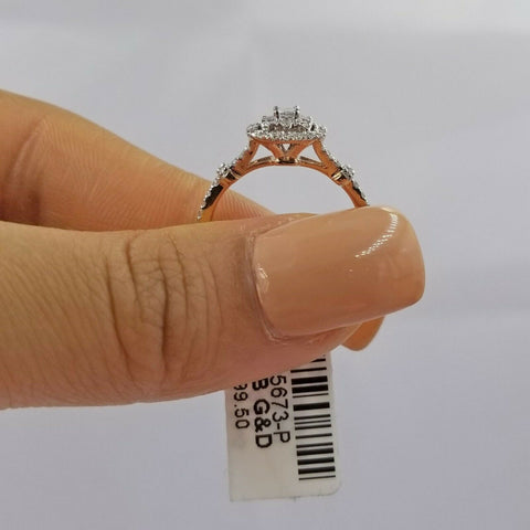 Real 14K Rose Gold & Diamond Engagement/Weeding Ring Women's Solid Gold 0.50CT