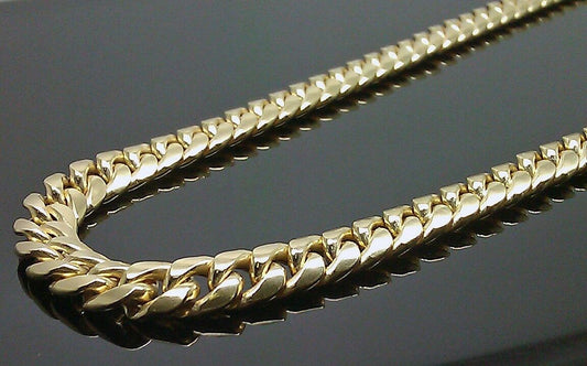 Real Gold 7mm 24" Mens Cuban Link Necklace 10KT yellow Gold Chain Strong Links