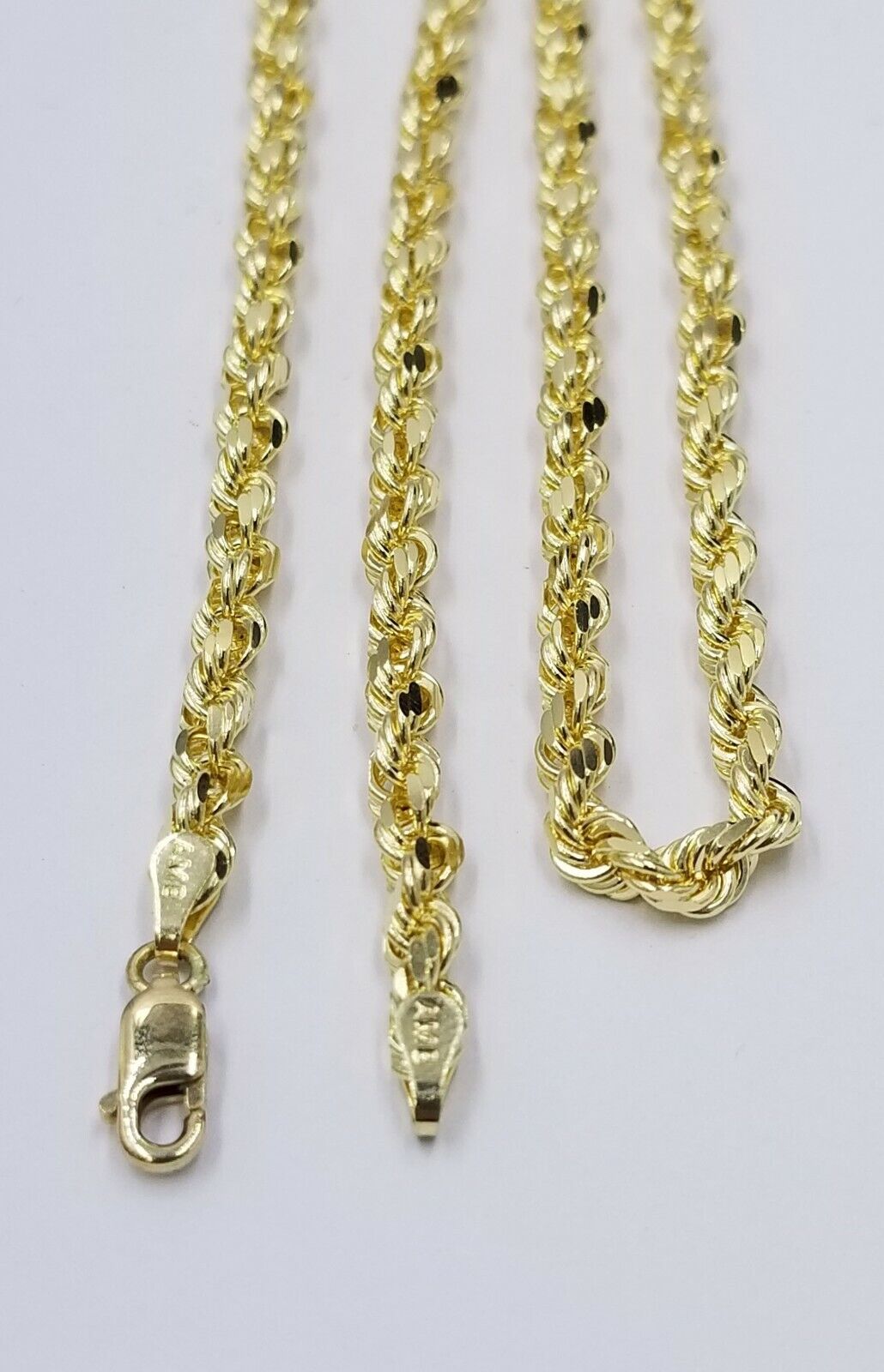 10k Real Gold Rope Chain For Women SOLID 5mm 16 Inch Diamond Cut On Sale