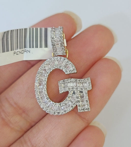 10k Yellow Gold Diamond Letter "G" Initial Alphabet Charm Pendant Real Genuine