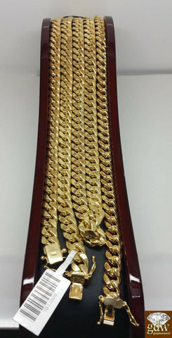10k Gold Miami Cuban Necklace Bracelet set 8MM Chain 22"-30" Brace 7.5"- 9"