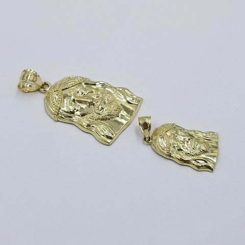 REAL 10k Yellow Gold Jesus Head Charm Rope Chain Pendant SET 18" 20" 22" 24" 26"