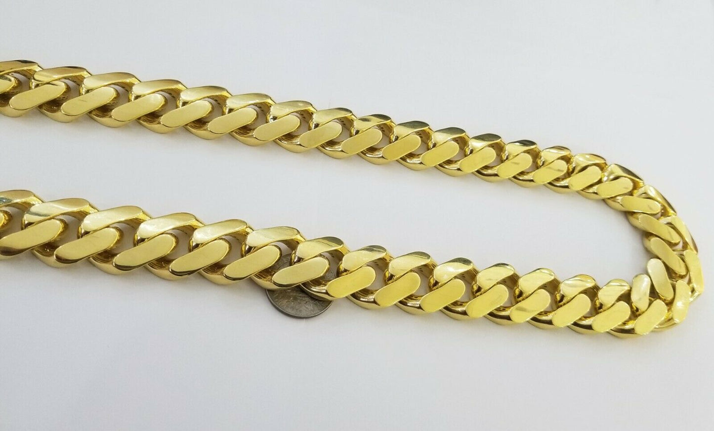 10k Gold Royal Miami Cuban Monaco Link Chain 24inch, 23mm yellow gold necklace