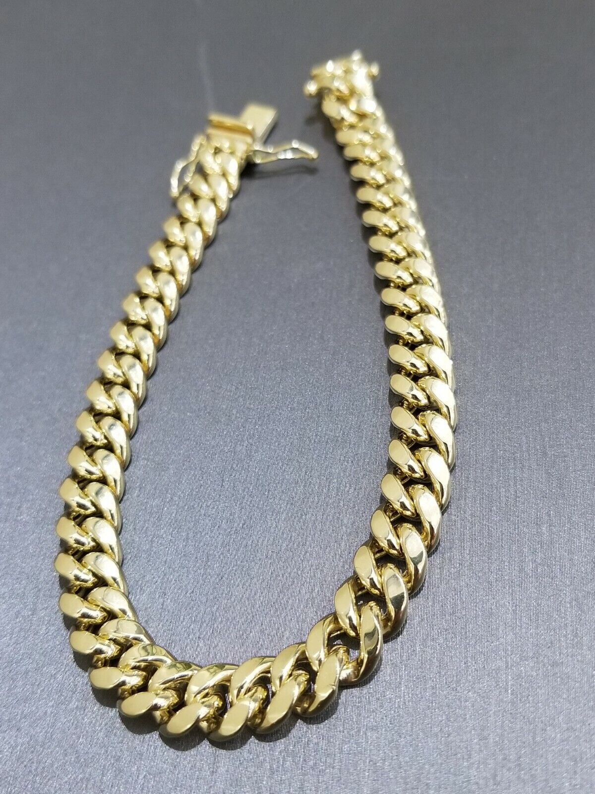 REAL 10k Gold Miami Cuban Link 8" Bracelet 9mm Men Box Clasp 10k