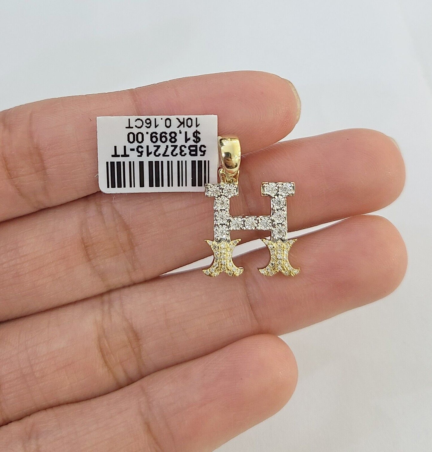 10k Real Yellow Gold Genuine Diamond Initial A-Z Alphabet Charm Letters Pendent