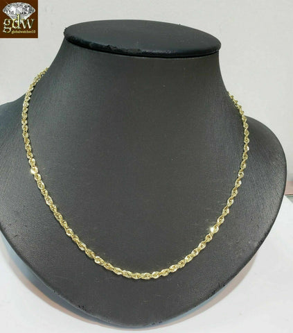 Real 10k Yellow Gold Rope Chain Necklace Diamond Cut 16" 18" 20" 22" 24" 26" 28"