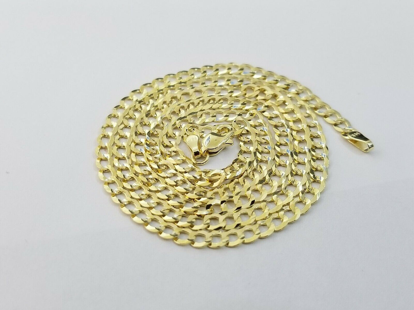 14k SOLID Yellow Gold 5mm Cuban curb Link chain Necklace 18"-26" Real Men Women