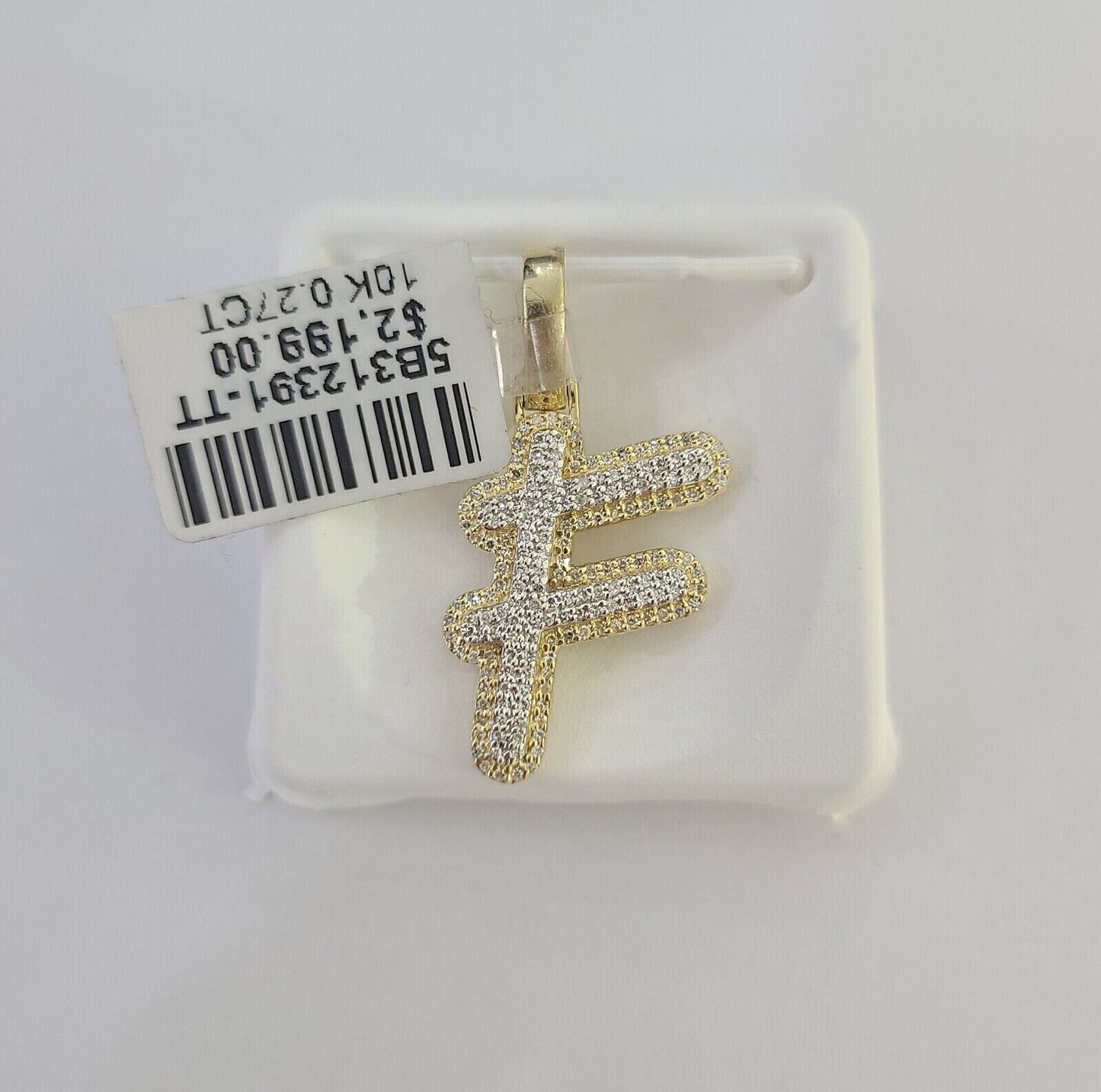 10k Real Yellow Gold Genuine Diamond Initial A-Z Alphabet Charm Pendent