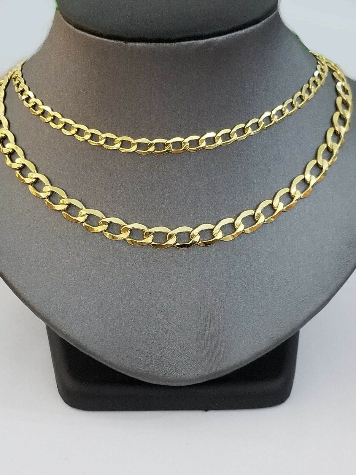 14k Gold Cuban Curve Link Chain Necklace Lobster Clasp Men Women Real