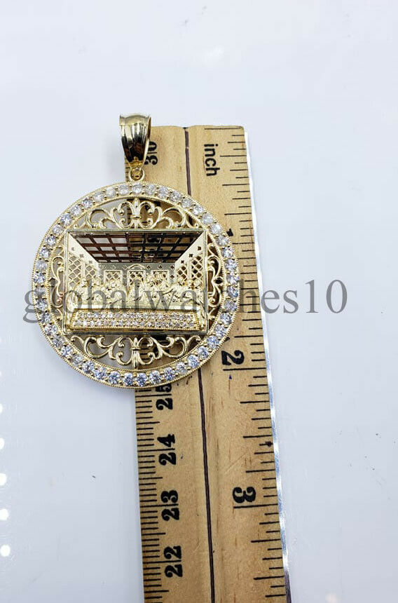 REAL 10k Gold last Supper Pendant Charm Men 10k Byzantine Rope Cuban chain Set