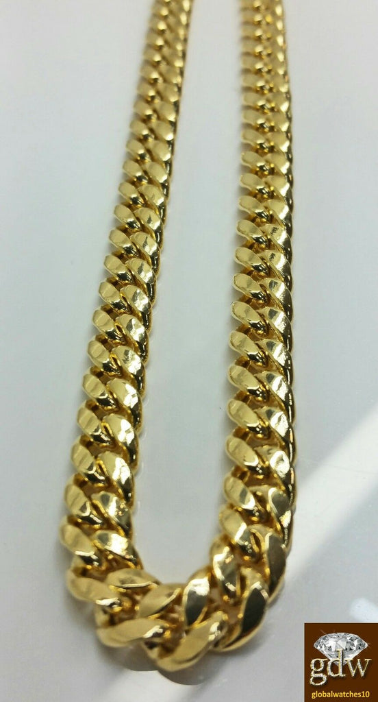Real 10K Gold Chain 7mm Miami Cuban Necklace 22 inch 10KT Yellow 100% –  Globalwatches10