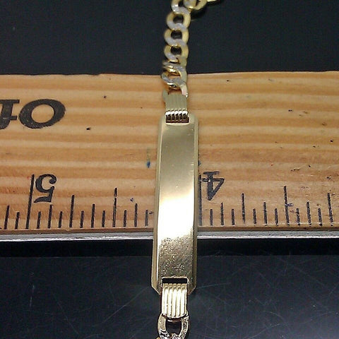 REAL 10K Gold ID Bracelet Kids Baby Link Diamond Cut