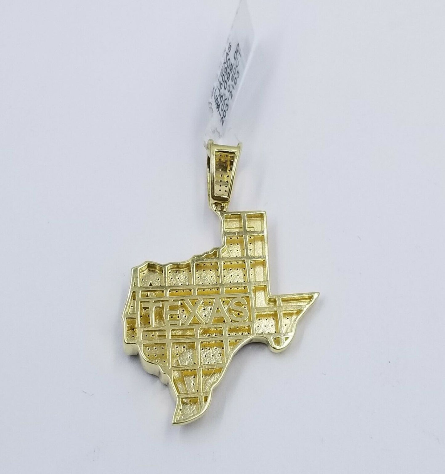 REAL 10k Texas Yellow Gold Diamond Map Pendant Charm with Lone Star 0.80CT