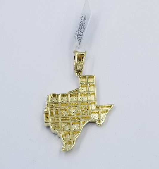 REAL 10k Texas Yellow Gold Diamond Map Pendant Charm with Lone Star 0.80CT