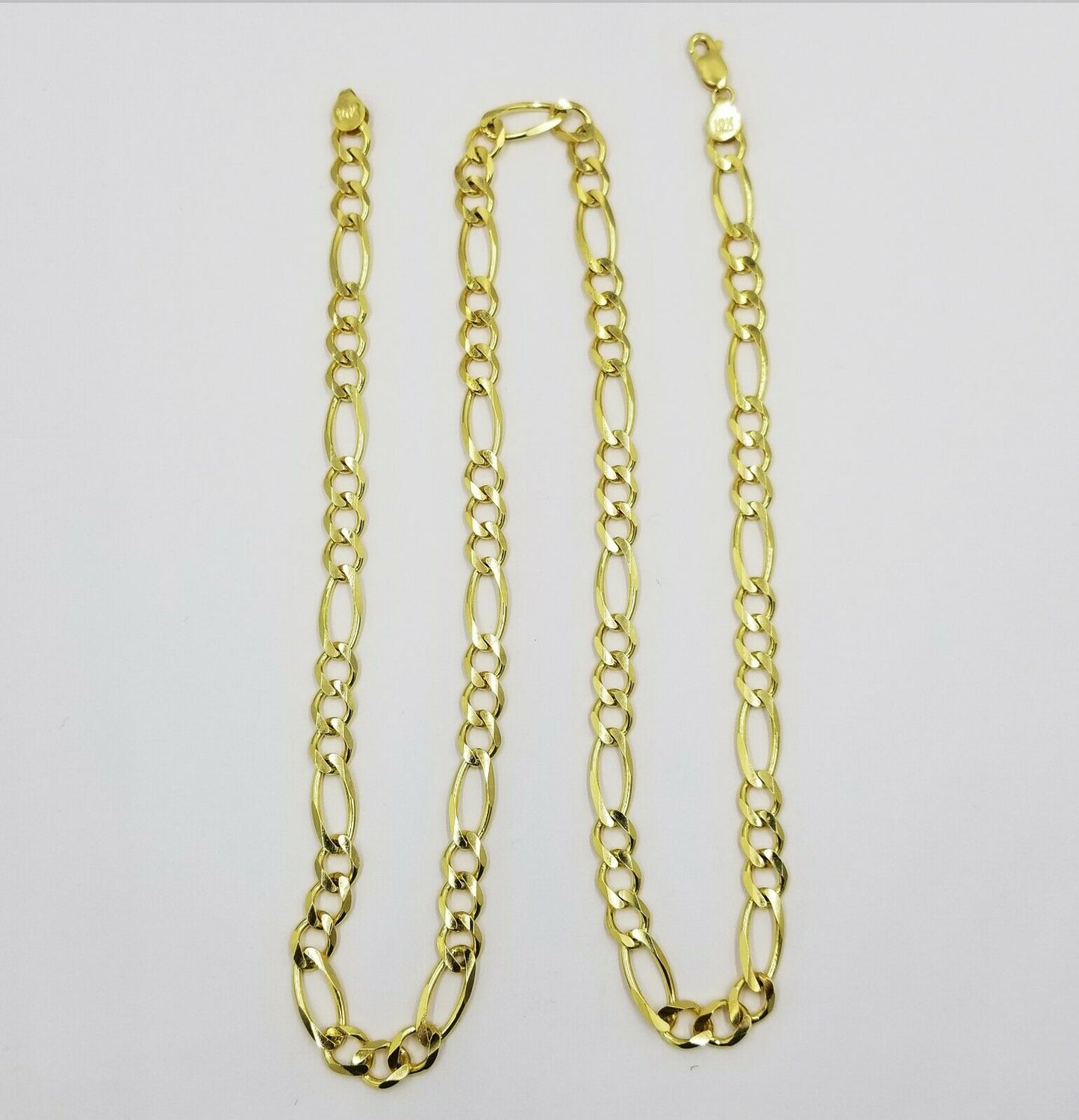 10K Yellow Gold Chain Necklace Figaro Link 26 inches 6mm Men & Women