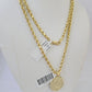 10k Gold Mayan Calendar Pendant Rope Chain 3mm 26'' Necklace Set Real Yellow