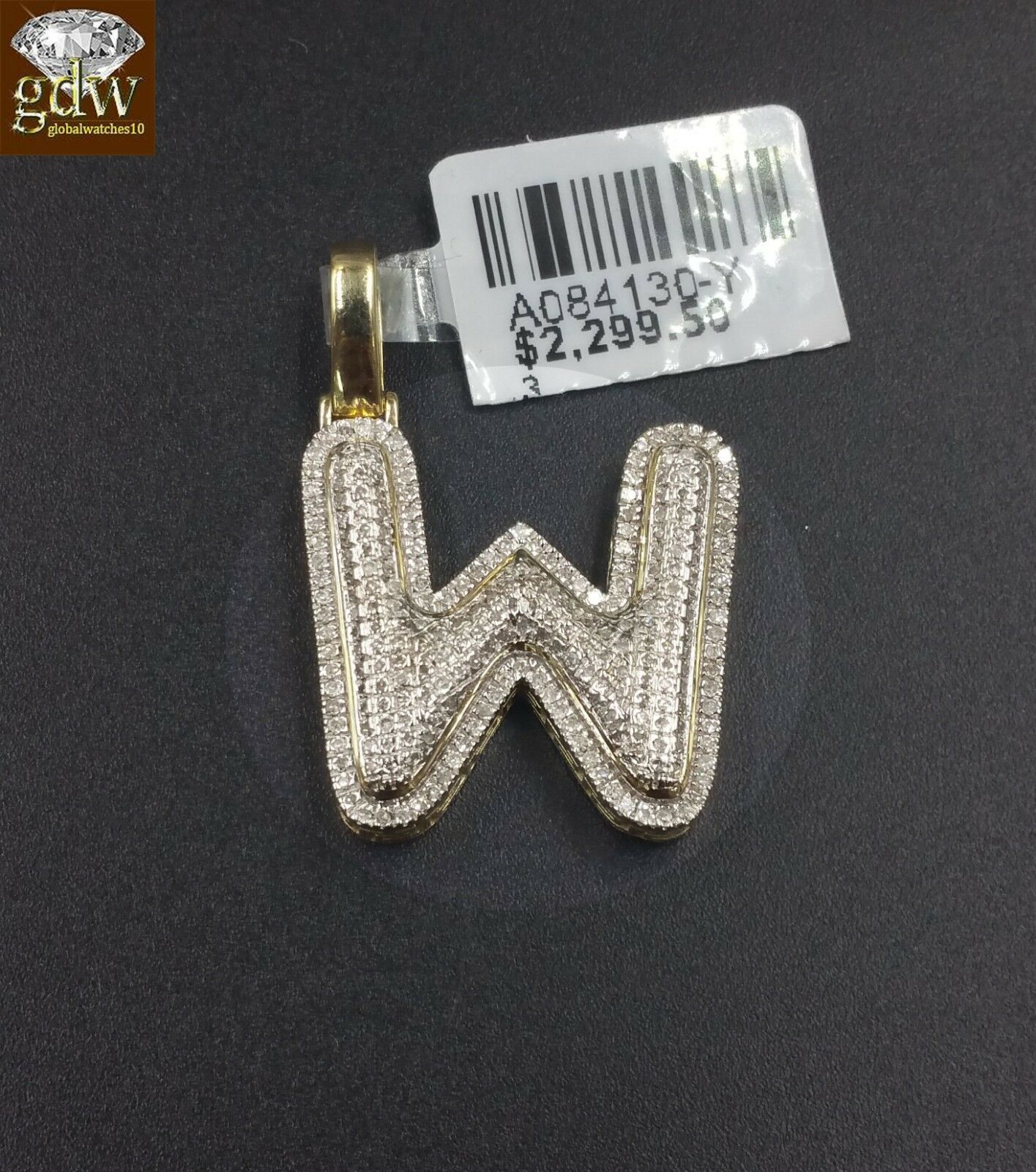 10k Yellow Gold Diamond Bubble Letter A-Z Initial Charm Pendent Real Diamond