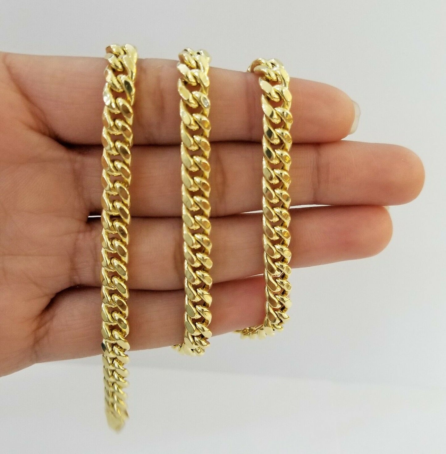 Real 10k Gold Miami Cuban Chain 7mm 20" Necklace,10kt Yellow Gold Lobster Lock