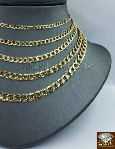 Real 14k Yellow Gold Men Cuban Link Chain Necklace 2mm 3mm 4mm 5mm 6mm