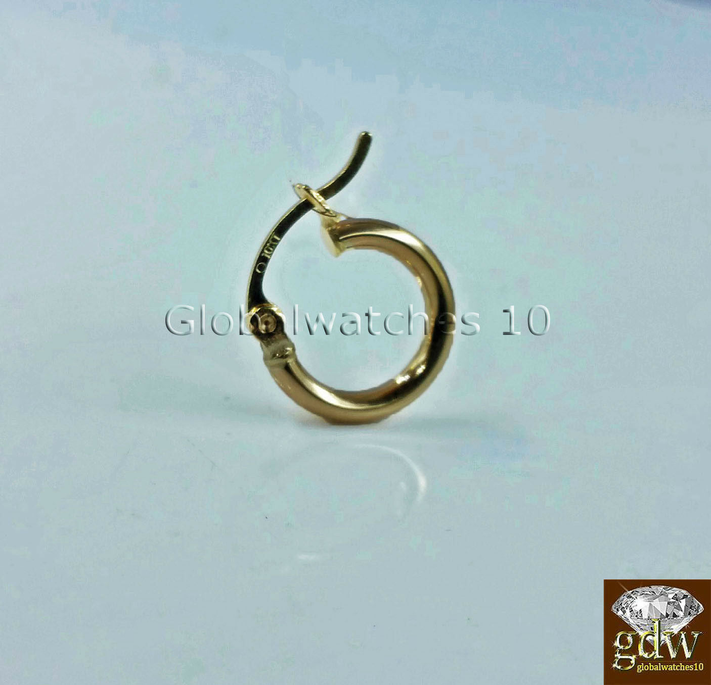 Real 10K Yellow Gold in 10-15 mm Diameter Hinged Hoop Earrings for Men/Women/Kid