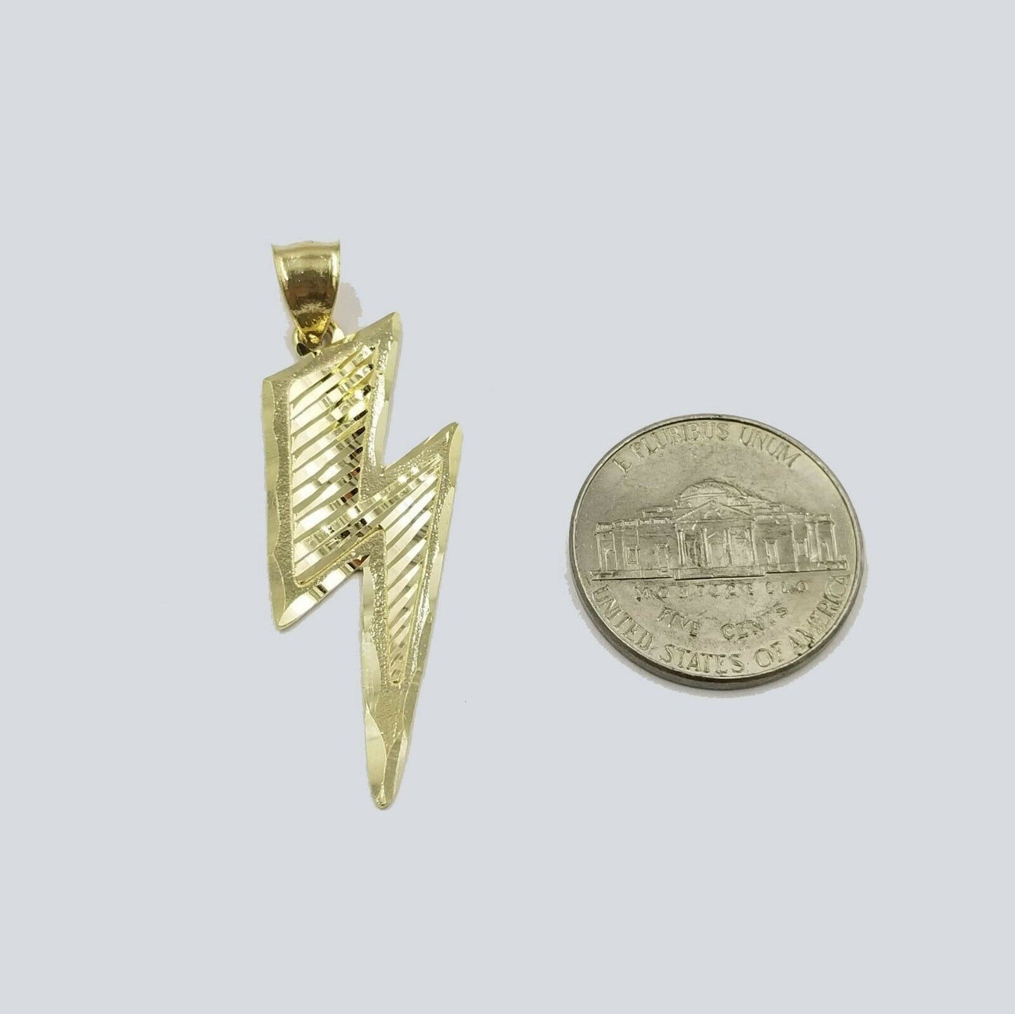 10K Yellow Gold Thunder Lightning Charm Pendant Diamond Cut Men Women REAL