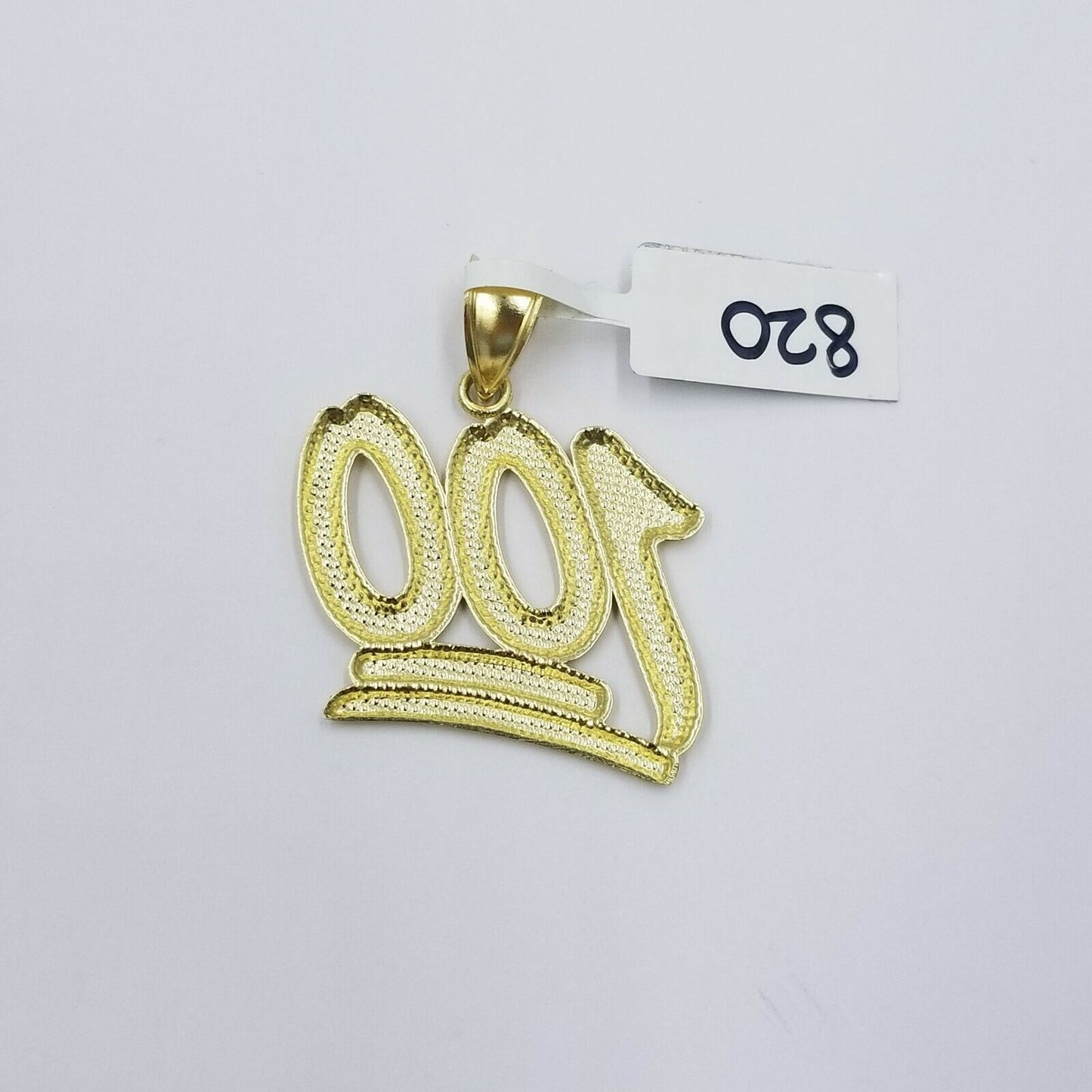 10K 100 Emoji Sign Gold Charm Pendant with Rope Chain 16 18 20 22 24 Inch 2.5mm