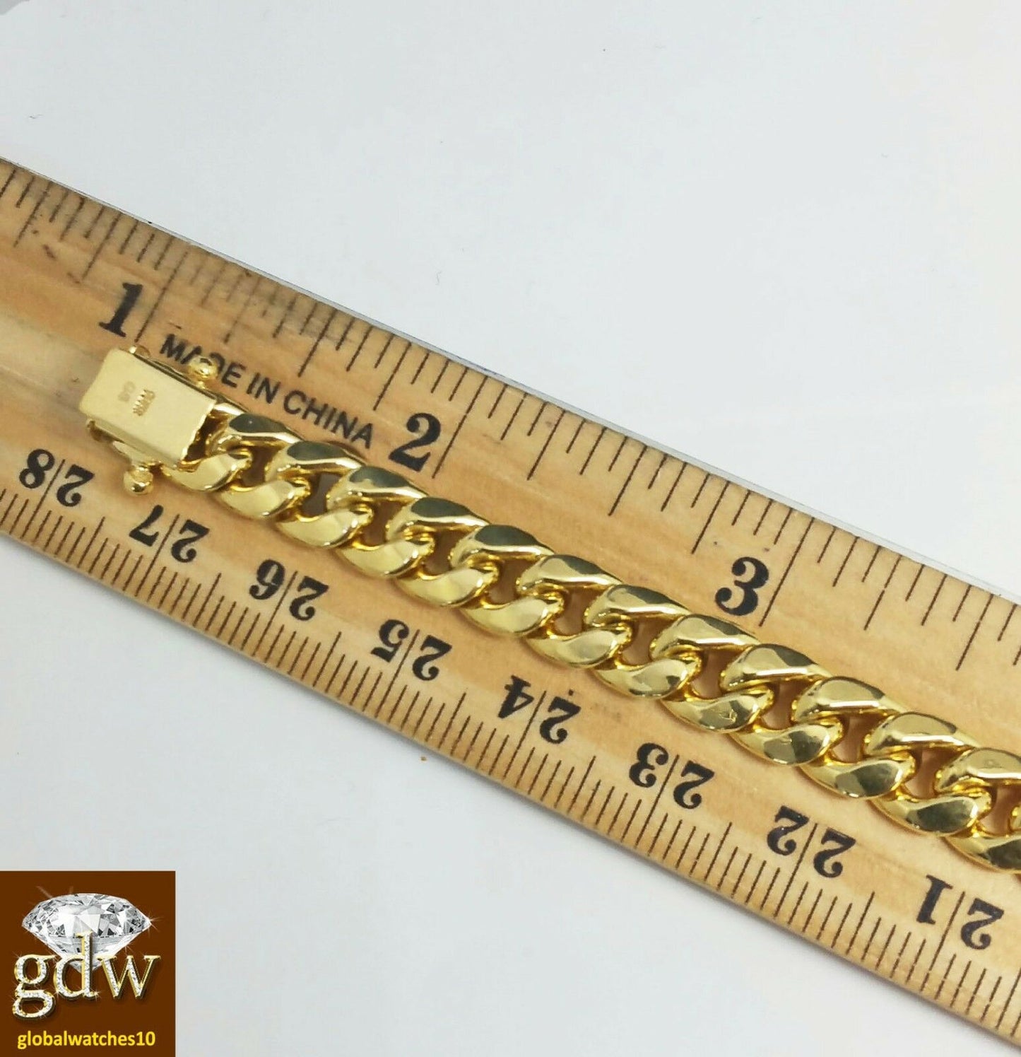 Gold Bracelet Men 10k Real Gold 7.5 inch Miami Cuban Custom Design 7.1 mm